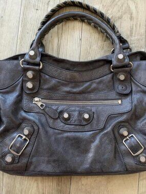 Vintage Balenciaga Giant City Bag in a gorgeous charcoal grey distressed